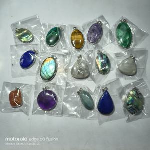 Bijoux de mode classiques 2026, cristaux et pierres précieuses assortis, formes variées, sertissage clos, breloques en quartz rutile, argent, unisexe - Product Image 5