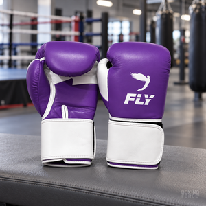 Fly Leather Laced Boxing Gloves Training for Adults <b>Lace</b>-Up Closure Purple and White Unisex Cheap and Affordable - Product Image 4