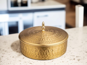 Masala Dabba de Latón Indio con 7 Frascos, Organizador de Especias Hecho a Mano, Contenedor de Condimentos para Cocina, Especiero Tradicional de Latón - Product Image 2