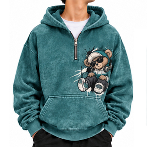 Sweat-shirts à capuche surdimensionnés 450 GSM délavés à l'acide, coupe décontractée, épais, fournisseur direct d'usine pour les commandes en gros - Product Image 1