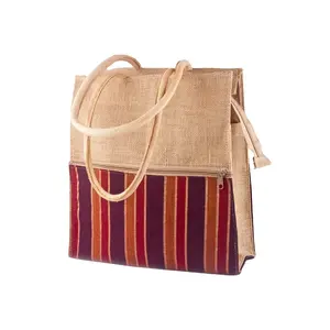 fancy jute bag/ jute tote bag with zipper/ jute promotional bag