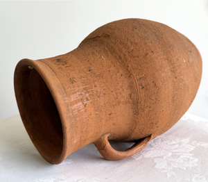 Pot en terre cuite rustique vintage avec poignée, vase en argile fait main, porte-fleurs décoratif, décoration d'intérieur de style campagnard - Product Image 3