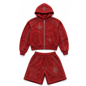 Conjunto Deportivo Cortavientos con Estampado Premium, Chaqueta con Capucha y Pantalones Cortavientos, Estilo Urbano Ligero - Product Image 1