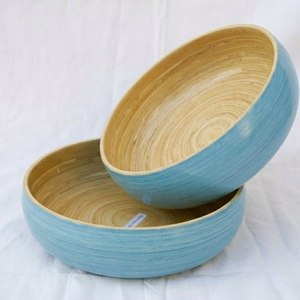 Ensemble de bols à salade en bambou écologiques et minimalistes, faits à la main, naturels, pour une cuisine contemporaine et une décoration de fête - Product Image 4