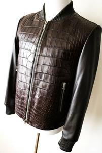 Chaqueta de Cuero Personalizada con Diseño de Piel de Pitón para Hombre, Estilo Motero, Cuero Vacuno Genuino, Servicio de Muestras de Fábrica OEM ODM Disponible - Product Image 4