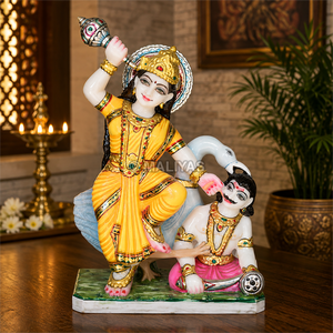 Marble Baglamukhi Devi Murti - 18 Inch | Handcrafted White Marble Baglamukhi Statue | Hindu Goddess Idol for Temple | MALIYAS - Product Image 1