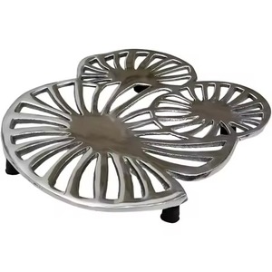 <b>Trivets</b> silver finish round metal <b>trivet</b> featuring two birds nesting design for hot dishes and table protection <b>trivets</b> - Product Image 5