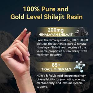 OEM Shilajit del Himalaya en Gotas Secas, 60 Tabletas con Ácido Fúlvico y Más de 85 Minerales Traza para Mejorar el Metabolismo Energético y el Apoyo Inmunológico - Product Image 4