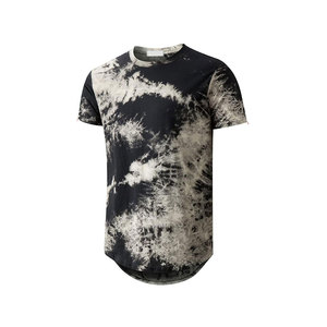 Men's Tie-Dye Short Sleeve O-Neck <b>T</b>-<b>Shirt</b> Regular Fit Casual Knitted <b>Long</b> <b>Length</b> - Product Image 1