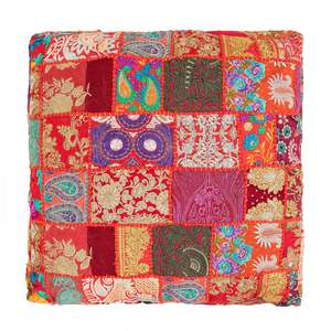 Housse de coussin carrée bohème en patchwork, brodée à la main, en coton, style indien, décoration intérieure - Product Image 5