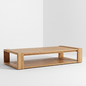 Mesa de Centro Moderna Minimalista de Dos Niveles, Hecha a Mano con Madera de Teca Sólida, Muebles para Sala de Estar, Hotel, Restaurante, Importador de Japón - Product Image 1