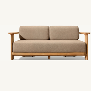 Cómodo Sofá Ecológico de Dos Plazas con Forma Cuadrada para Sala de Estar, con Estructura de Madera de Teca y Espuma Suave, Diseño Moderno - Product Image 1