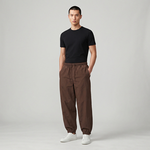 <b>Men's</b> Windbreaker Sweat Pants 100% <b>Nylon</b> Mid Drawstring Waist Rain Waterproof <b>Jogger</b> Casual Light Weight Windbreaker Trouser - Product Image 1
