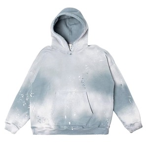 Sudadera con Capucha Azul Claro con Efecto Desgastado, Sudadera Unisex con Bolsillo Delantero, Ropa Casual de Calle - Product Image 6