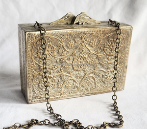 Custom Made Engraved <b>Silver</b>-Plated Brass Metal <b>Clutches</b> for Fashion Accessory Stores Resale in Assortment of Designs India - Product Image 3