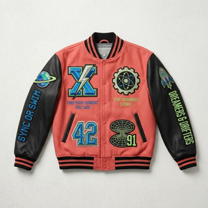 Veste universitaire de baseball personnalisée pour hommes, de haute qualité, en gros, avec broderie chenille et manches en cuir, logo frontal, idéale pour l'hiver - Product Image 1