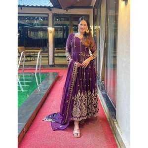 Designer Anarkali Gown with Sequence and Embroidery Work for <b>Indian</b> & <b>Pakistani</b> <b>Clothing</b> - Product Image 5