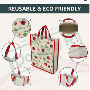Reusable Eco Cotton <b>Canvas</b> Grocery Shopping <b>Bag</b> with Reinforced Handles <b>Large</b> Carry Tote for Fruits Vegetables Milk Daily Use - Product Image 3