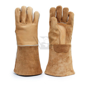 Wholesale Custom AB Grade Anti-splash Cowhide Leather Work Welding Blue Safety <b>Gloves</b> - Product Image 6