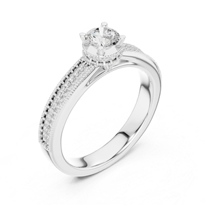 แหวนแต่งงานเพชรทรงกลมเพาะเลี้ยงในห้องปฏิบัติการ ทองคำ 14K สีเหลือง สำหรับผู้หญิง |   เพชรที่เพิ่งเพาะเลี้ยง - Product Image 4