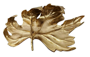 Luxury Gold Metal Maple Leaf Tray Botanical Aluminum Jewelry Trinket Dish Modern Table <b>Top</b> Centerpiece Decorative Fruit Platter - Product Image 1