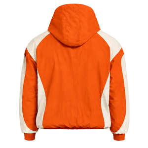 Mens Orange Neutral Colorblock Windbreaker <b>Hoodie</b> <b>Lightweight</b> Quarter Zip Pullover Jacket Outdoor Running Sports Casual Top - Product Image 2