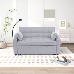 Divano Letto Futon Moderno in Velluto con Schienale Reclinabile Regolabile e Cuscino, Piccolo Divanetto Lounge con Letto Estraibile - Product Image 2