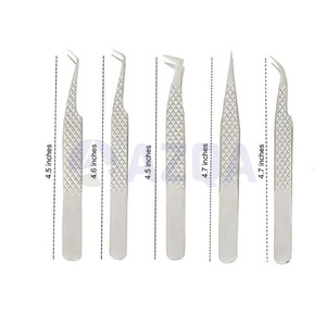 Ensemble de 5 pinces à épiler professionnelles en acier inoxydable pour extensions de cils, droites et courbées à 45 degrés °   90 °   Outils pour cils en forme de L - Product Image 2