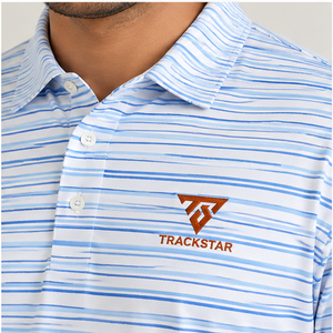 Trackstar Men's Sky <b>Blue</b> White Striped <b>Polo</b> <b>Shirt</b> Short Sleeve Button Collar Casual Golf <b>Shirt</b> Custom Logo - Product Image 5