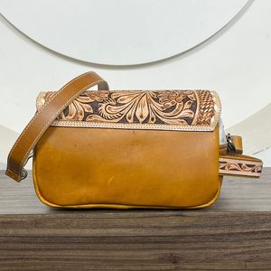 OEM ODM Fashionable Trending Tooled Cowhide Leather Crossbody Toiletry <b>Bag</b> <b>for</b> <b>Women</b> Fashion <b>Travel</b> Cosmetic Makeup Organizer - Product Image 5