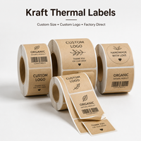 Kraft-Thermoetiketten-Rolle Umweltfreundliche Braune Papieraufkleber für Thermodrucker Kleinunternehmen Handgemachte Verpackung Individuelles Logo
