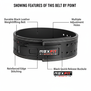 Ceinture de musculation en cuir de qualité supérieure Rexfit Sports pour la musculation, les squats et le soutien du dos, ceinture de gym réglable pour hommes - Product Image 4