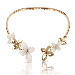 Collier ras-de-cou en or plaqué 18 carats en forme de fleur avec diamants, bijoux de luxe pour femmes, bijoux de mariage - Product Image 1