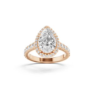 แหวนหมั้นเพชรทรงลูกแพร์ 2 กะรัต ทองคำขาว 14K ประดับเพชรแล็บโกรว์ ดีไซน์วงแหวนแบบ Shimmering Halo จาก Solitaire Center - Product Image 1