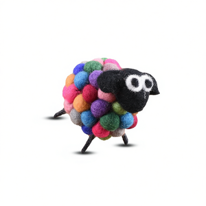 Adorable poupée mouton en feutre avec boule en feutre, produit décoratif pour bébés et enfants - Product Image 1