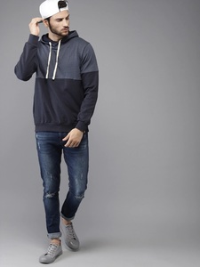 Sweat-shirt à capuche uni pour homme, coupe classique, décontracté, en coton tricoté, avec poche, pour l'automne - Product Image 1