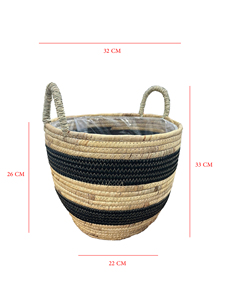 Panier de rangement rond en jonc de mer naturel, style élégant, tressé à la main avec poignées, pour la lessive, vente en gros, fabricant vietnamien - Product Image 4