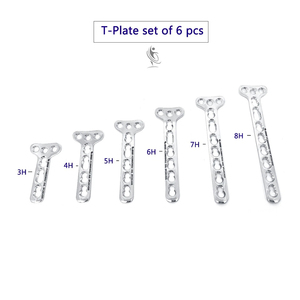 T-Plate Set 6 PCS Veterinary Orthopedic <b>Bone</b> Plate SS Implant System - Product Image 2