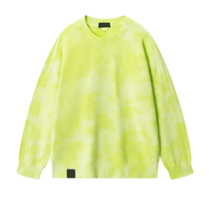 Sweat-shirt unisexe surdimensionné en tricot tie-dye, col rond, style décontracté, vêtement d'été, manches régulières, vert jaune - Product Image 1