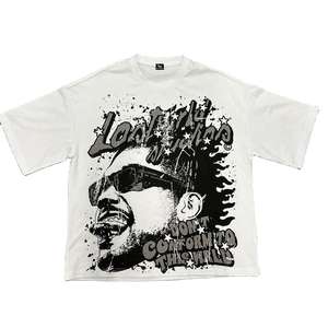 Camiseta Gráfica de Corte Cuadrado de Algodón Pesado para Hombre, Estampado Geométrico, 100% Algodón, Ajuste Holgado - Product Image 6