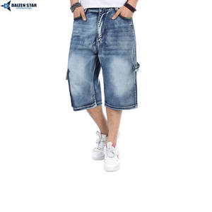 <b>Men's</b> Summer Casual Light Wash <b>Denim</b> Mid Waist Embroidered Breathable Eco-Friendly Quick Dry Zipper Button Streetwear <b>Cargo</b> - Product Image 5