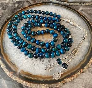 TIMELESS CRAFT - Cuentas de Oración Tasbih de Resina de Ojo de Tigre Azul, Estilo Ángel, Ecológicas, Personalizadas, Hechas a Mano, Misbaha Islámica, Ramadán, Eid - Product Image 1