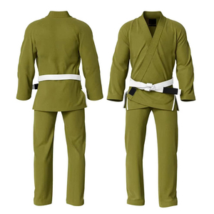 Uniforme de Judo Verde Oliva 100% Algodón Unisex para Adultos, Corte Regular, Duradero, Teñido Liso, Kit de Ropa para Artes Marciales, En Stock - Product Image 1