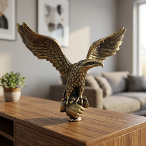 Figurine d'aigle en fer forgé, sculpture animale moulée avec revêtement en poudre, objet d'art de collection, décor multicolore, Vietnam Khang Hung Phat - Product Image 2