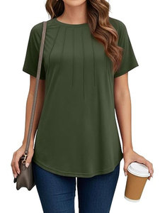 เสื้อยืดแขนสั้นลำลองสำหรับฤดูร้อน คอกลม จับจีบ แต่งระบาย ทรงหลวม แฟชั่นทันสมัย - Product Image 5