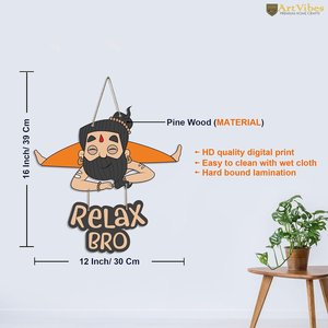 Décoration murale en bois imprimée Relax Bro avec citations pour la décoration de la maison, salon, chambre à coucher, objet décoratif en bois - Product Image 6