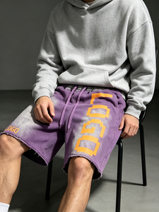 Acid Washed for Canvas 100% Cotton Breathable Quick Dry Street Style Zipper Fly Raw Frayed Edge <b>Sweat</b> <b>Shorts</b> <b>Men</b> Women Retro - Product Image 3