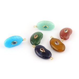Connecteur de bijoux en gros, pierre précieuse naturelle avec accent en zircon cubique en forme de poire, plaqué or 18 carats, connecteur de bijoux DIY à simple attache pour la création de bijoux - Product Image 2