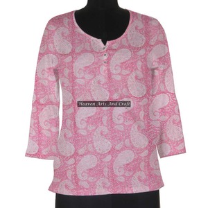 Hand Block Women Kurti Top Print Cotton <b>Indian</b> Clothes India & Pakistan Party Festival Office Casual Customized Size - Product Image 1