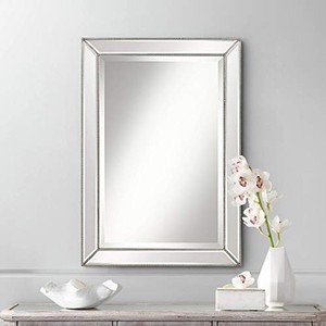 Acacia Wood Minimalist Rectangular Mirror with <b>Floating</b> <b>Frame</b> - Wholesale - Product Image 2